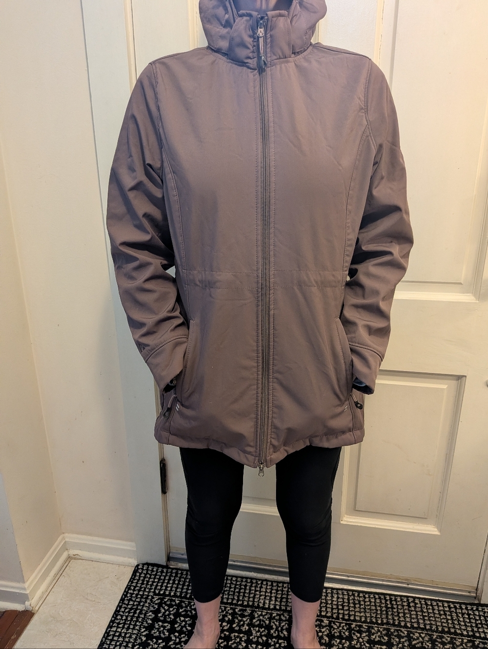Classic Gerry Lined, Hooded Parka in timeless taupe. Zip-Front Jacket.